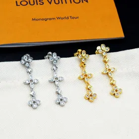 Louis Vuitton LV lace hollow inlaid zircon floral pattern earrings-3534  